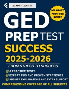 GED Prep Test Success 2025–2026 book cover by Academia Jones